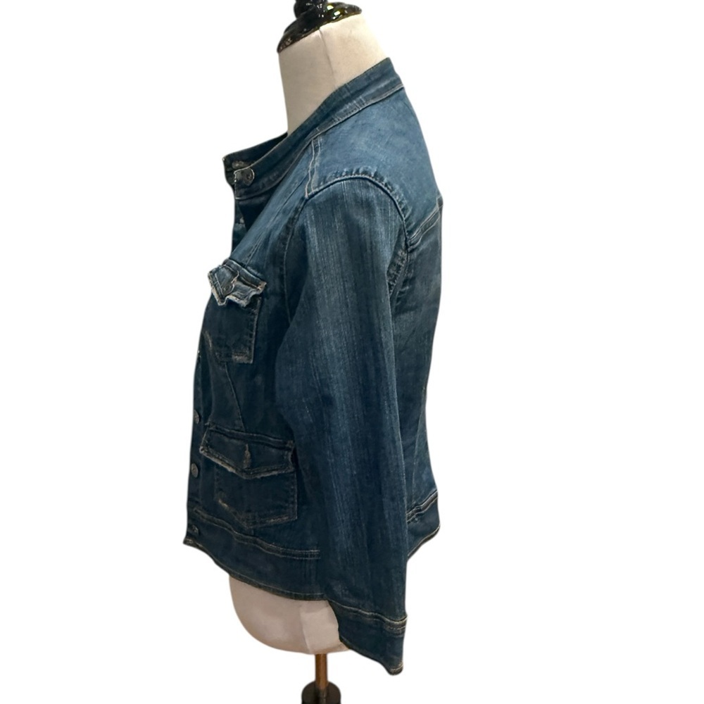 Gloria Vanderbilt Jean Jacket, Denim, Blue, Pockets, Button Down~Medium Petite - Picture 3 of 13